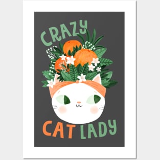 Crazy Cat Lady with Oranges Posters and Art